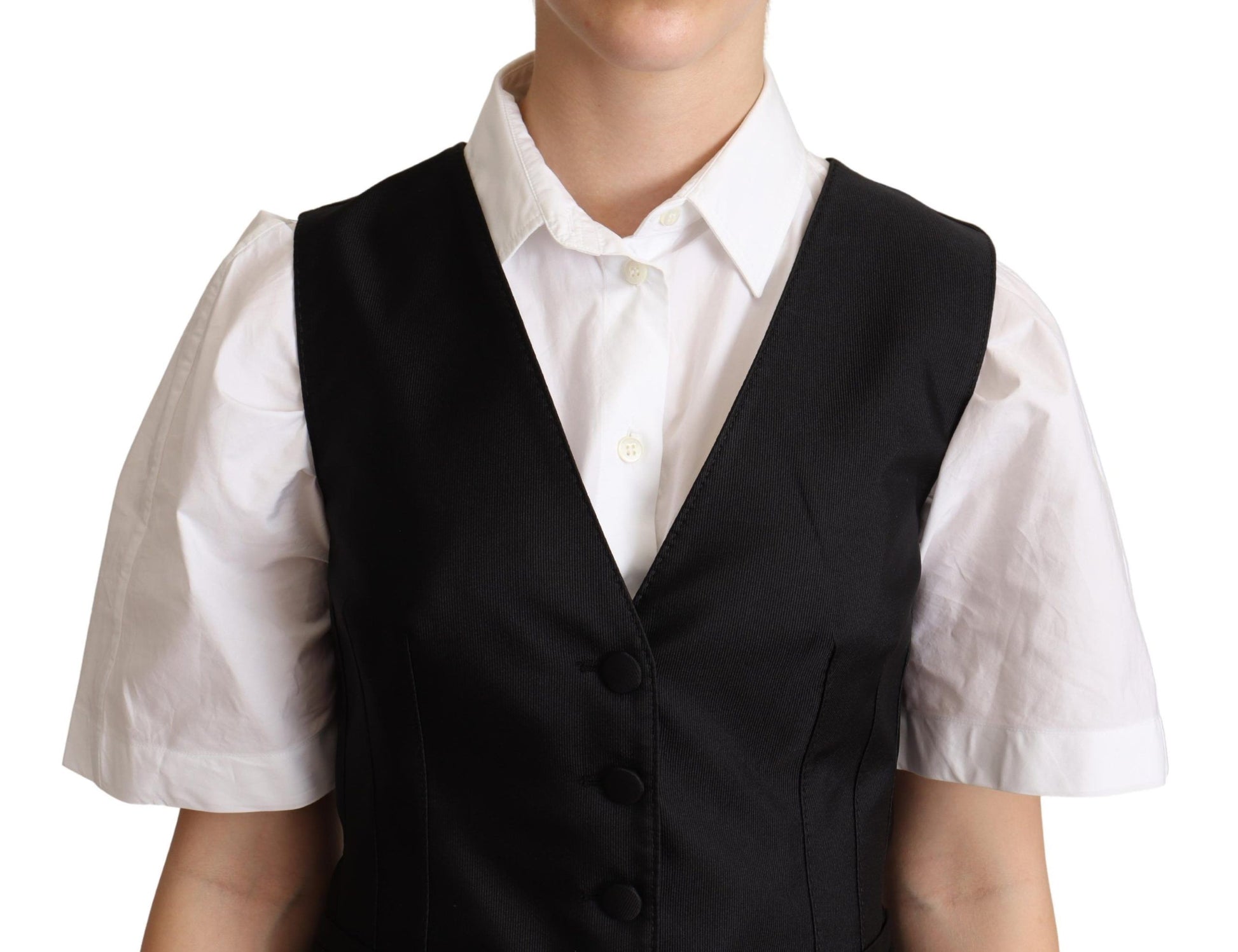 Dolce & Gabbana Elegante schwarze Weste aus Seidenmischung