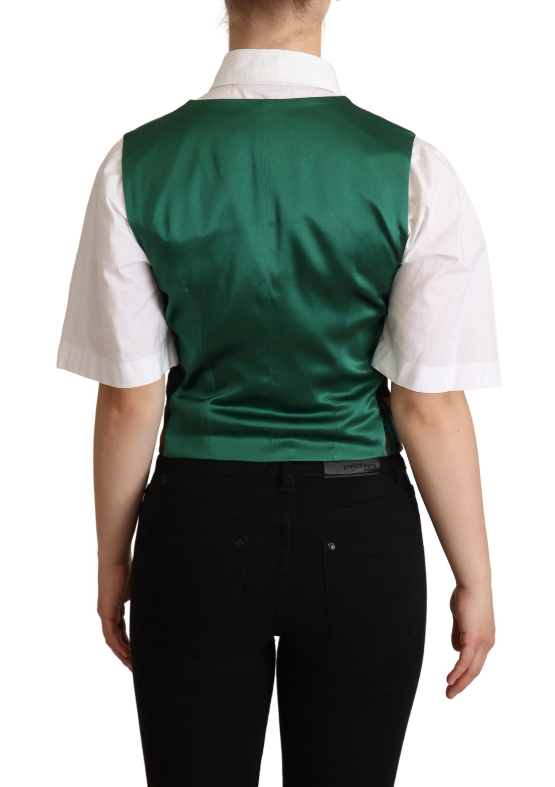 Dolce & Gabbana Elegante grüne Weste mit Blattdruck