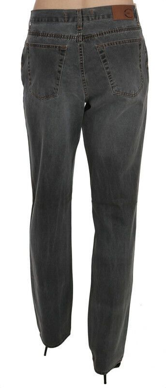 Just Cavalli Graue gewaschene Mid Waist Straight Denim Pants Jeans
