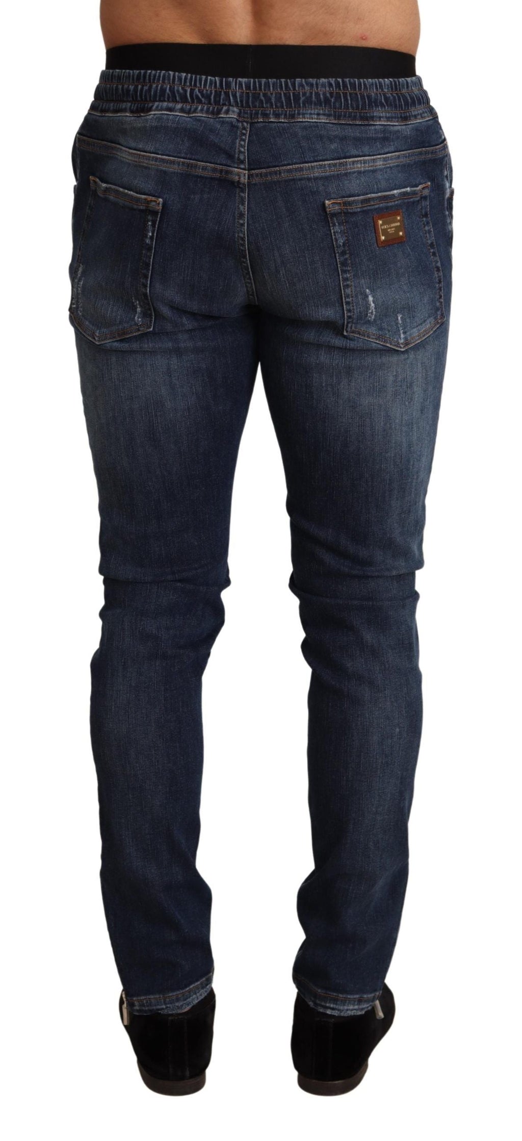 Dolce & Gabbana Blaue Baumwoll-Stretch-Jeans aus zerrissenem Denim