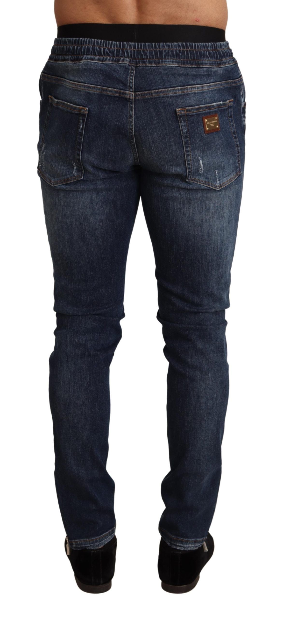 Dolce & Gabbana Blaue Baumwoll-Stretch-Jeans aus zerrissenem Denim