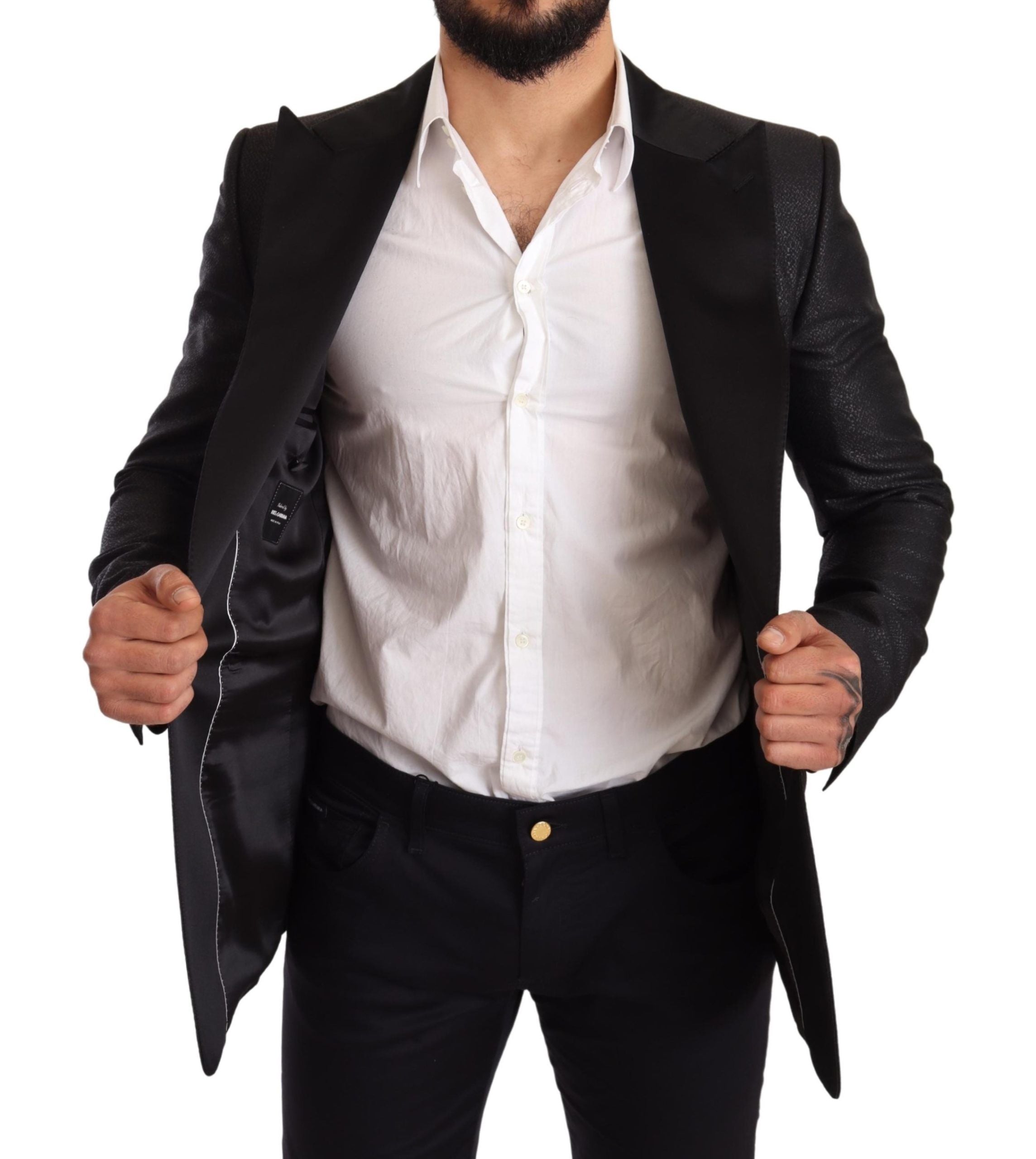 Dolce & Gabbana Schwarzer Metallic-Smoking-Blazer
