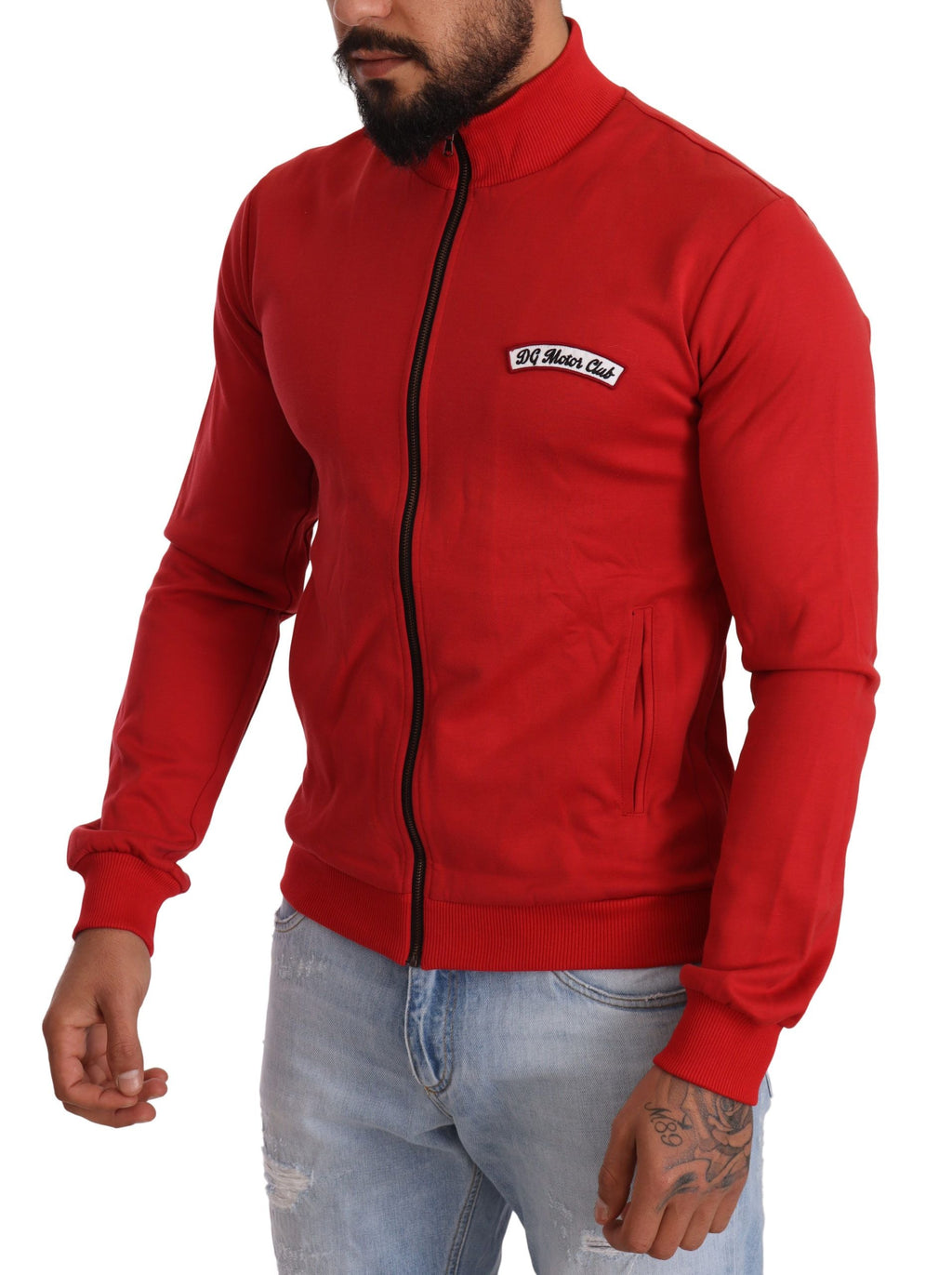 Dolce & Gabbana Roter DG Motor Club Zipper Stretch Pullover