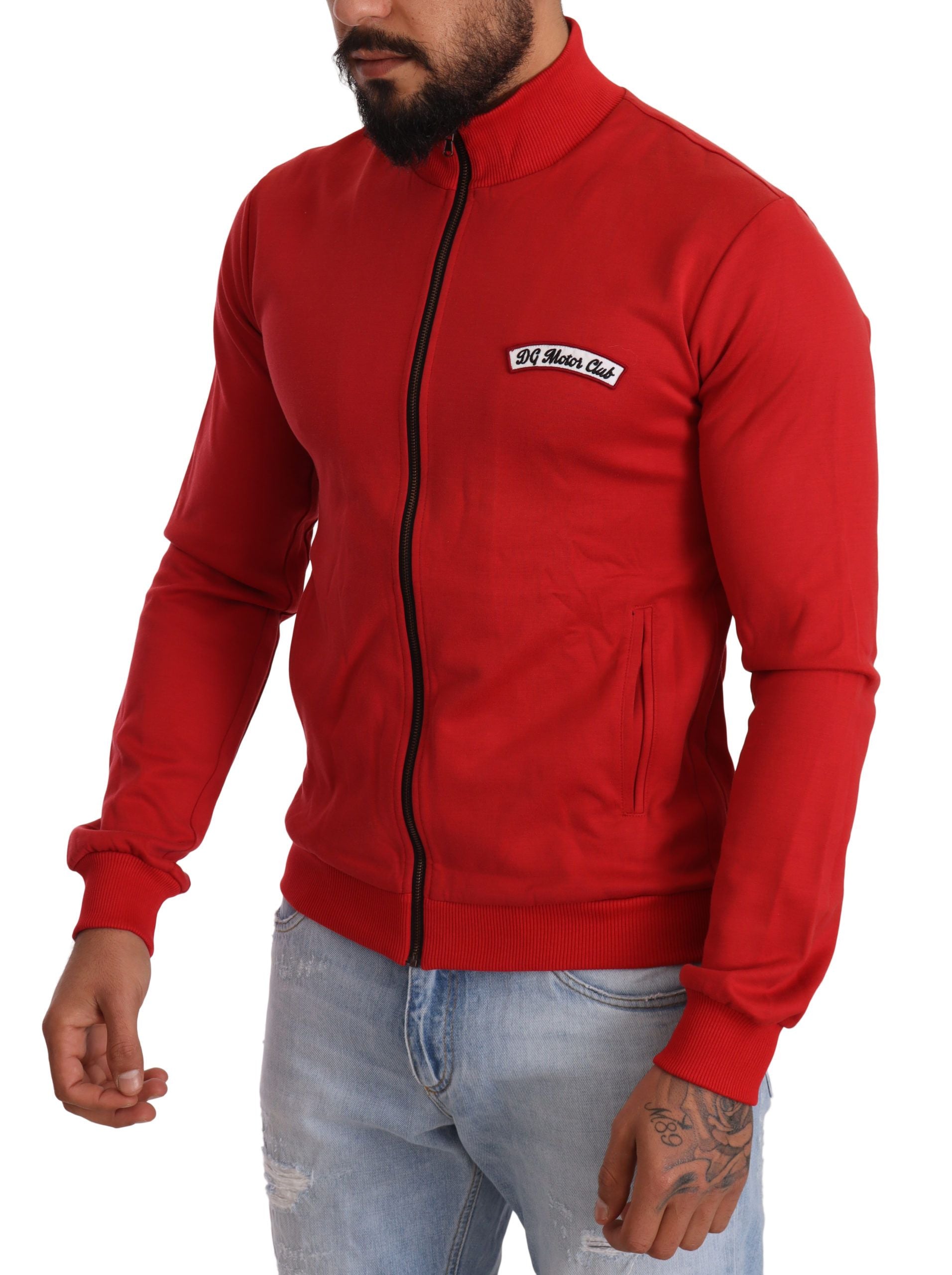 Dolce & Gabbana Roter DG Motor Club Zipper Stretch Pullover