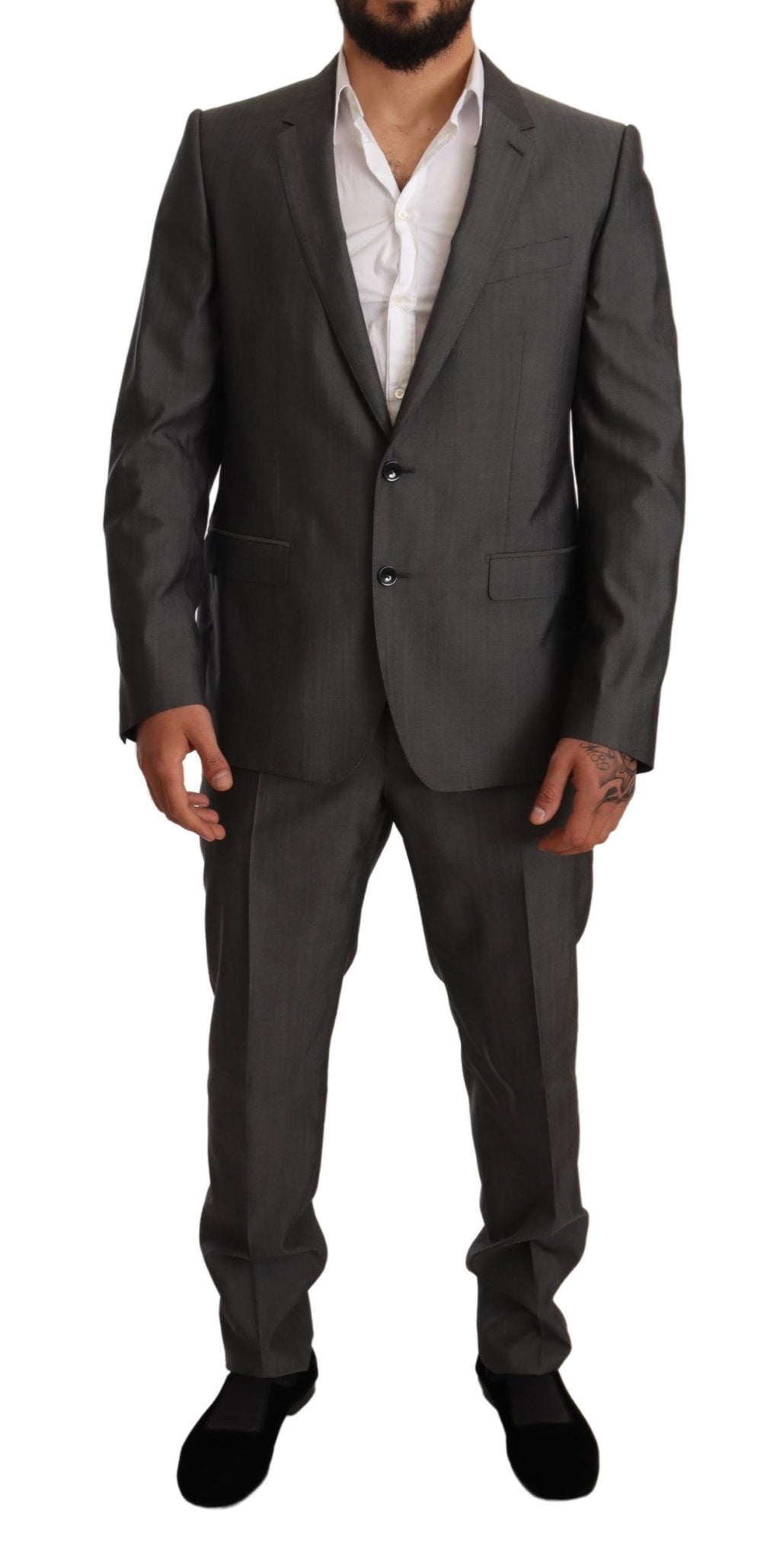 Dolce & Gabbana Grauer Metallic MARTINI Slim Fit Set Anzug