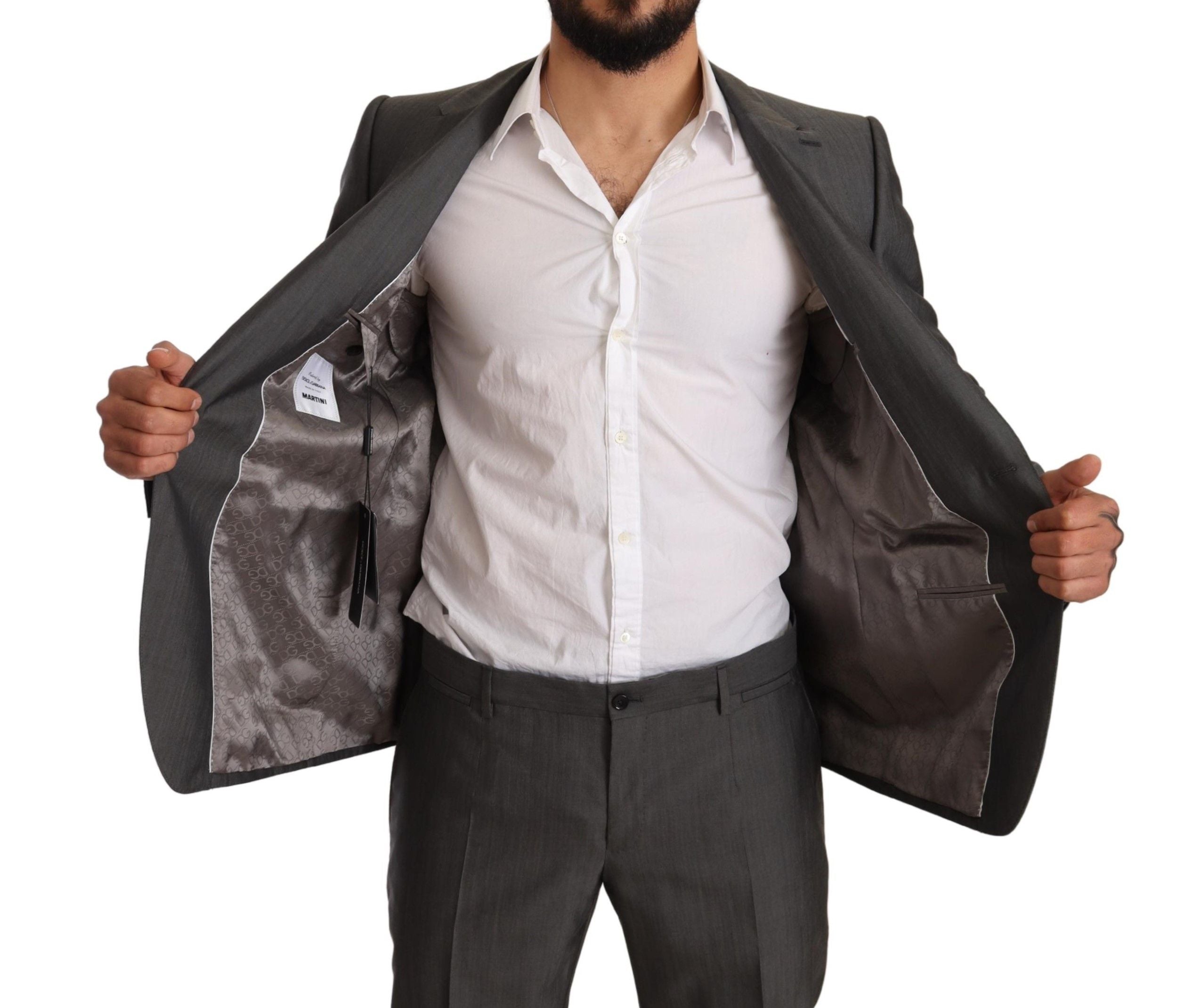 Dolce & Gabbana Grauer Metallic MARTINI Slim Fit Set Anzug