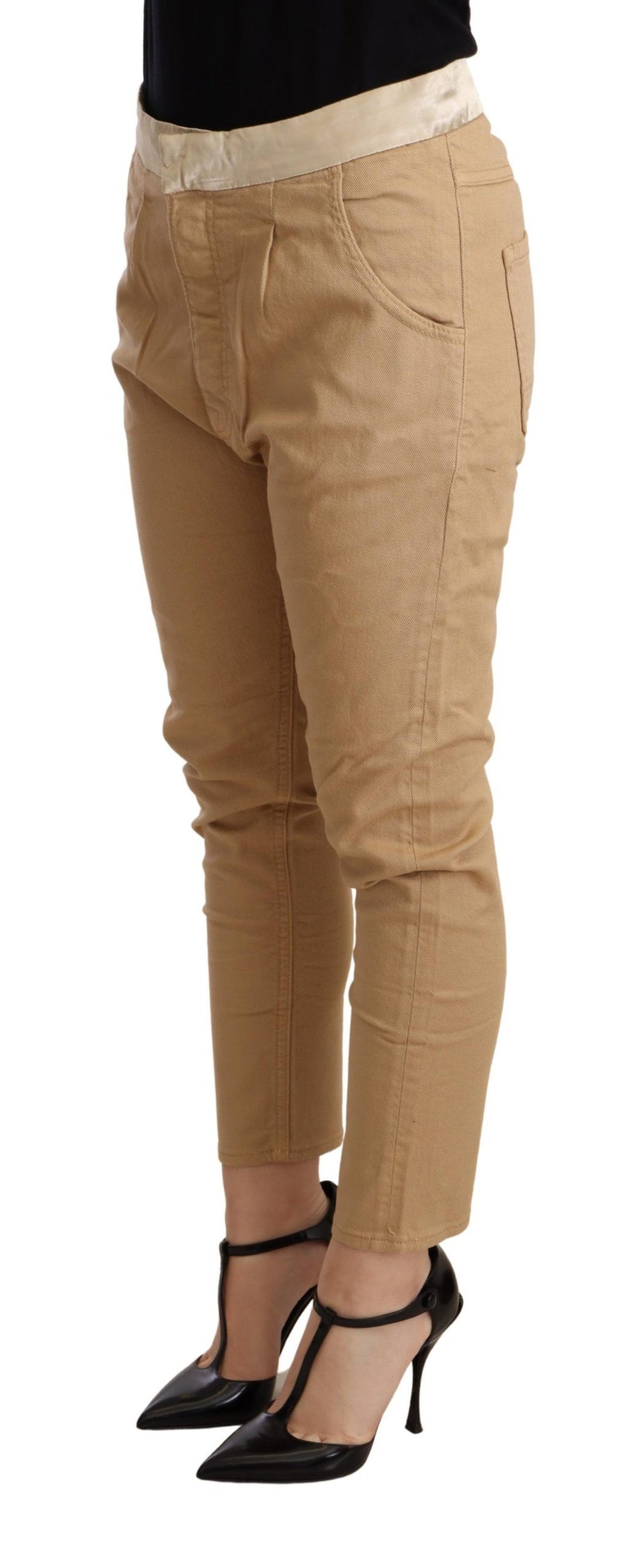 CYCLE Beige Mittlere Taille Slim Fit Skinny Stretch-Hose