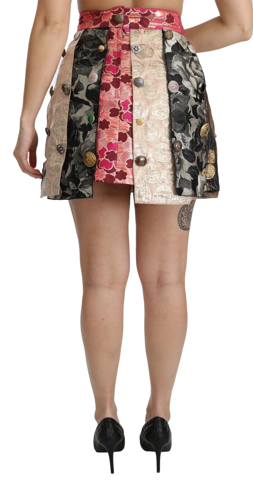 Dolce & Gabbana Mehrfarbiger Jacquard-Kristallrock mit Blumenmuster