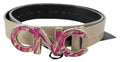 Costume National Beige Leder Rosa Buchstabe Logo Schnalle Gürtel