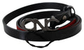 Costume National Schwarzer Skinny Leder Logo Schnallengürtel