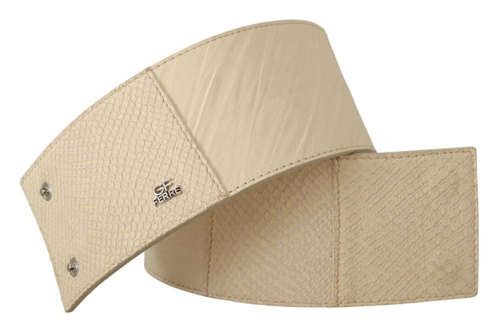 GF Ferre Weißer breiter Modegürtel aus gewachster Baumwolle