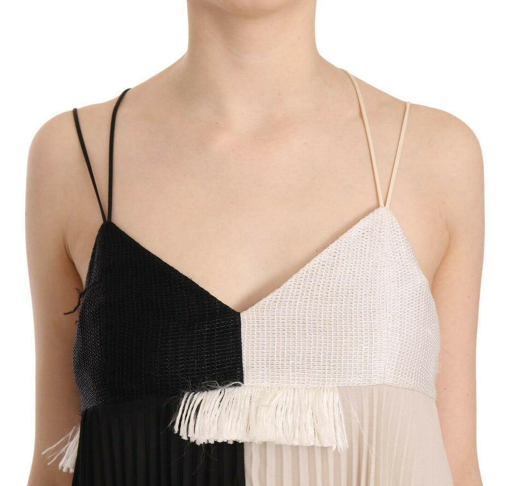 PINKO Schwarz-weißes Mini-Ärmel-Kleid ohne A-Linie Prinzessin