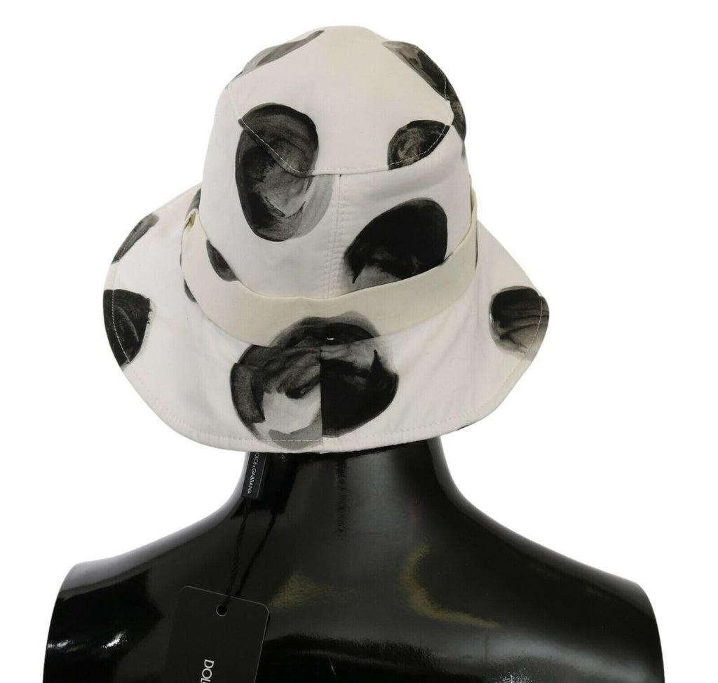 Dolce & Gabbana Weißer Baumwoll-Eimerhut mit Polka Dot-Muster