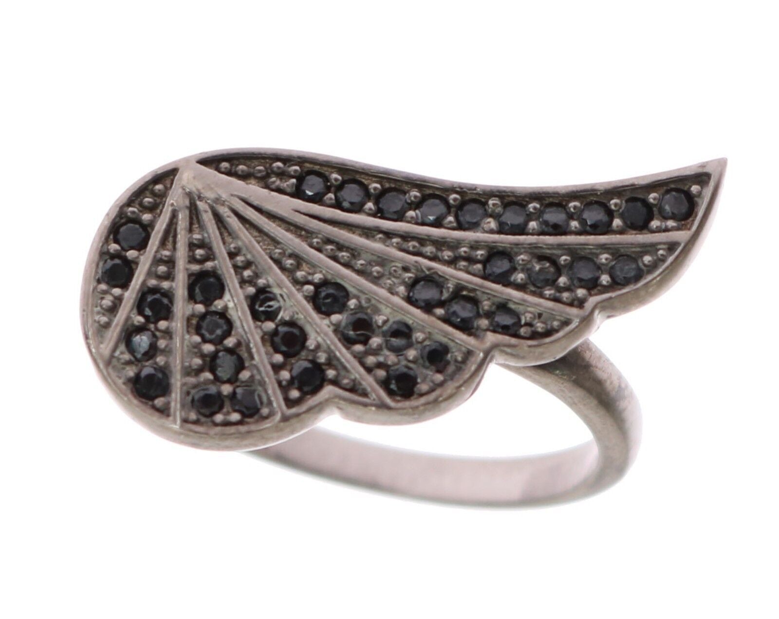 Nialaya Silber Damen Schwarz CZ Rhodium 925 Ring