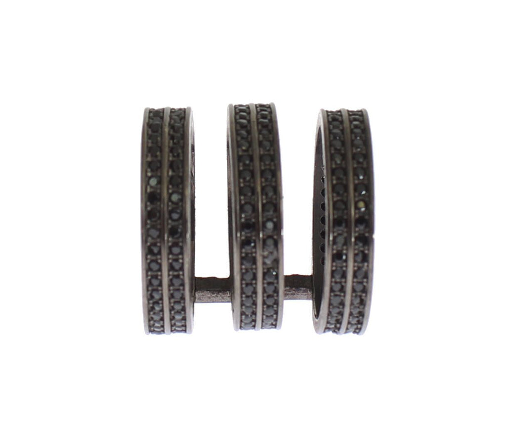 Nialaya Schwarzer CZ Rhodium 925 Silber Ring