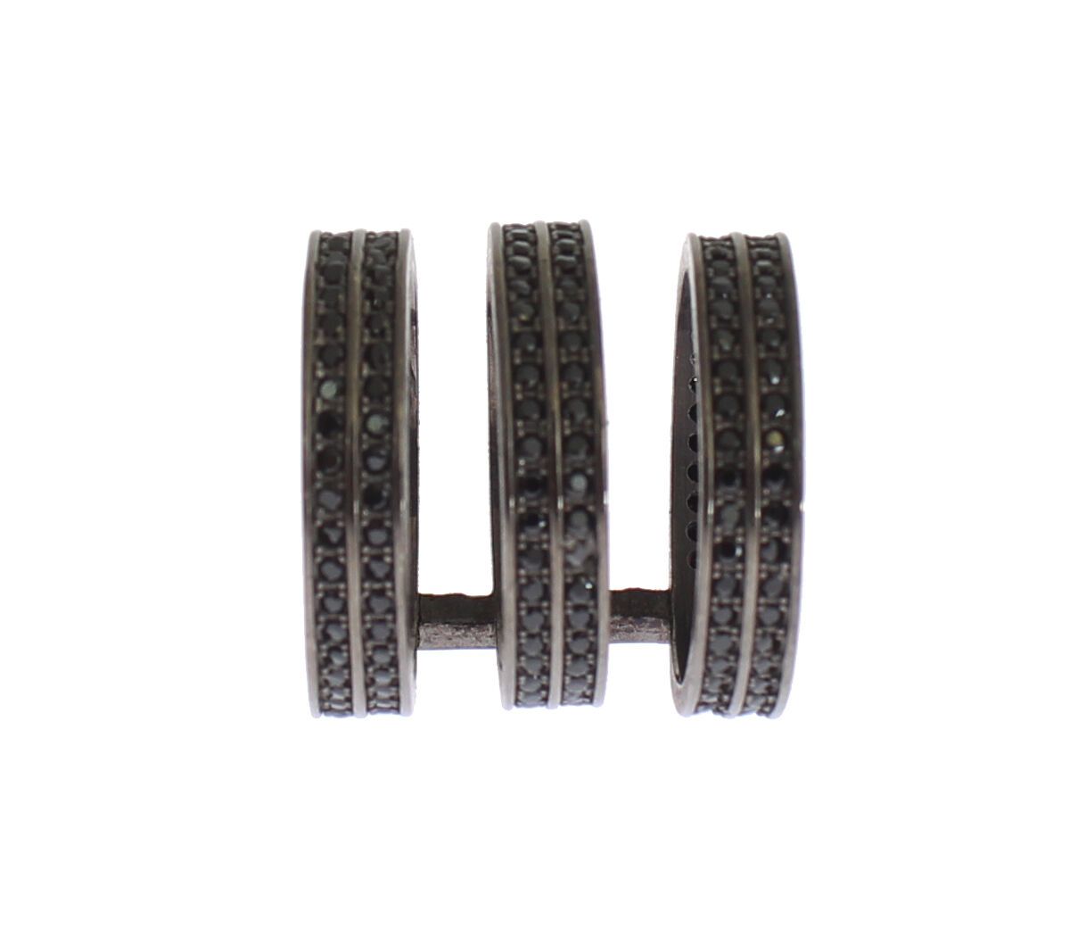 Nialaya Schwarzer CZ Rhodium 925 Silber Ring