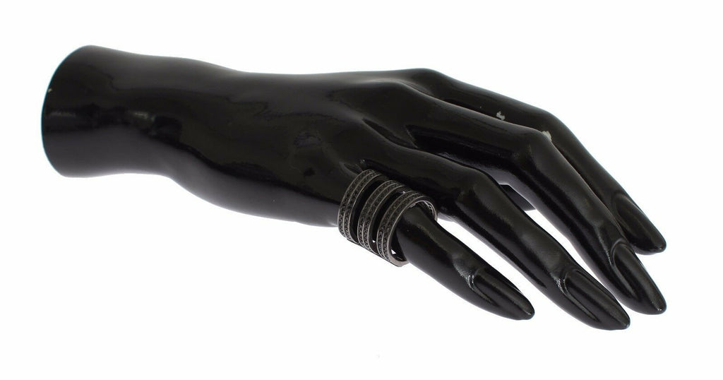 Nialaya Schwarzer CZ Rhodium 925 Silber Ring