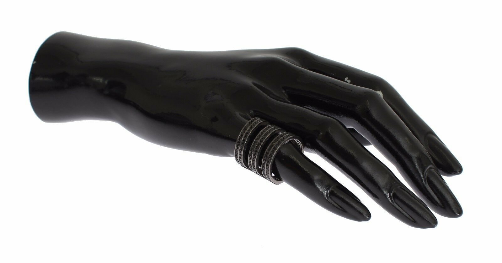 Nialaya Schwarzer CZ Rhodium 925 Silber Ring