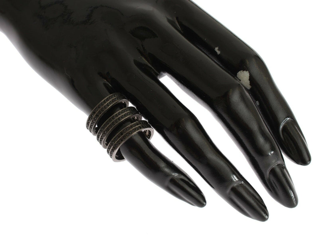 Nialaya Schwarzer CZ Rhodium 925 Silber Ring