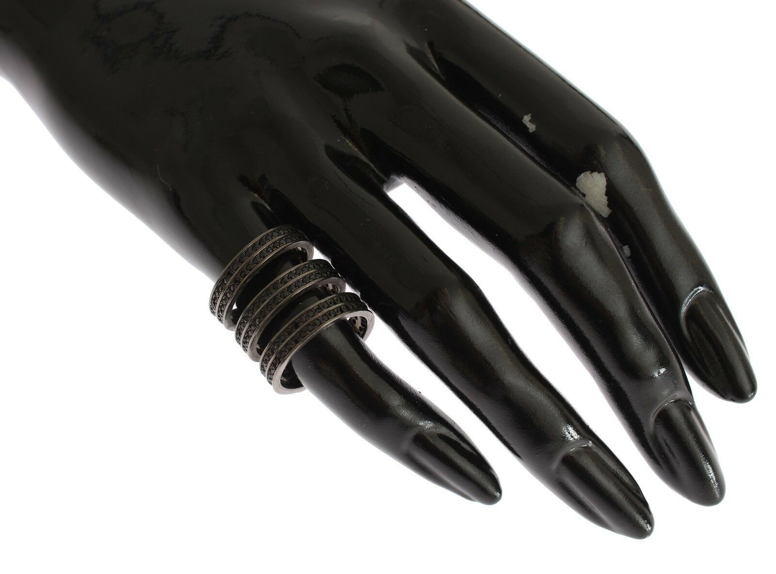 Nialaya Schwarzer CZ Rhodium 925 Silber Ring