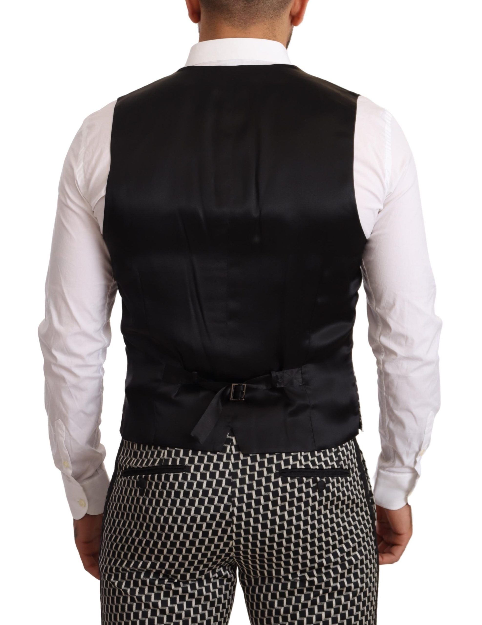 Dolce & Gabbana Schwarz Weiß Karierter 3-Teiler MARTINI Anzug