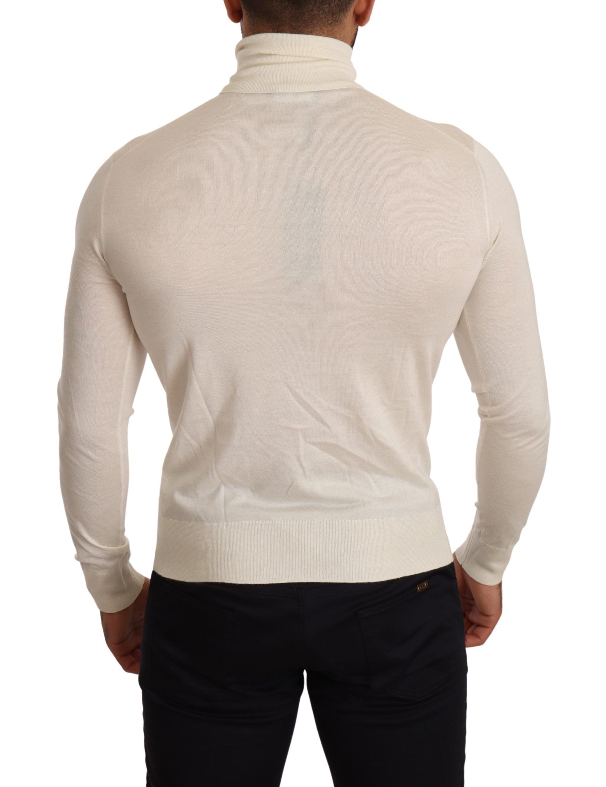 Dolce & Gabbana Rollkragenpullover aus cremefarbenem Kaschmir