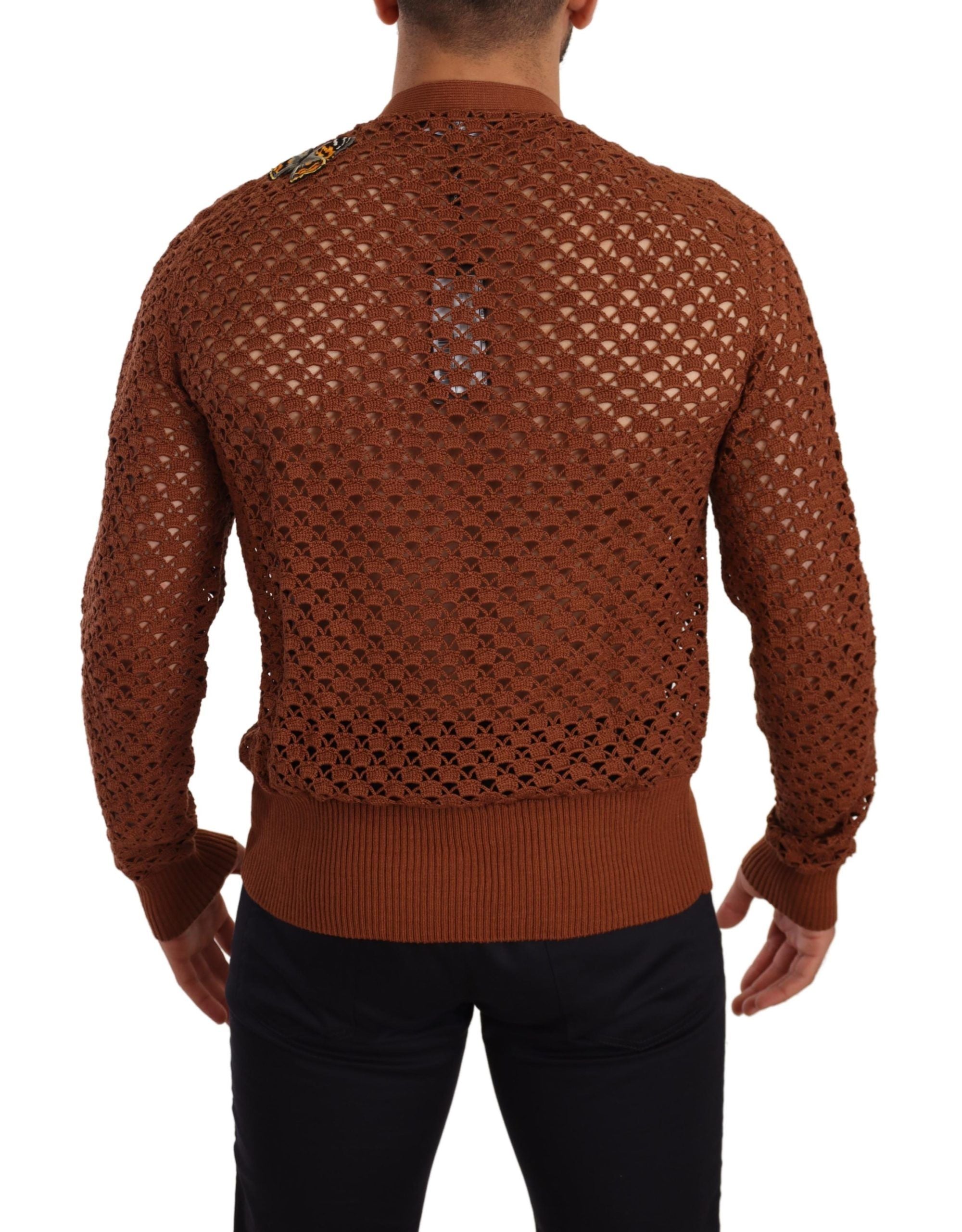 Dolce & Gabbana Brauner Leopard-Schmetterling-Strickpullover