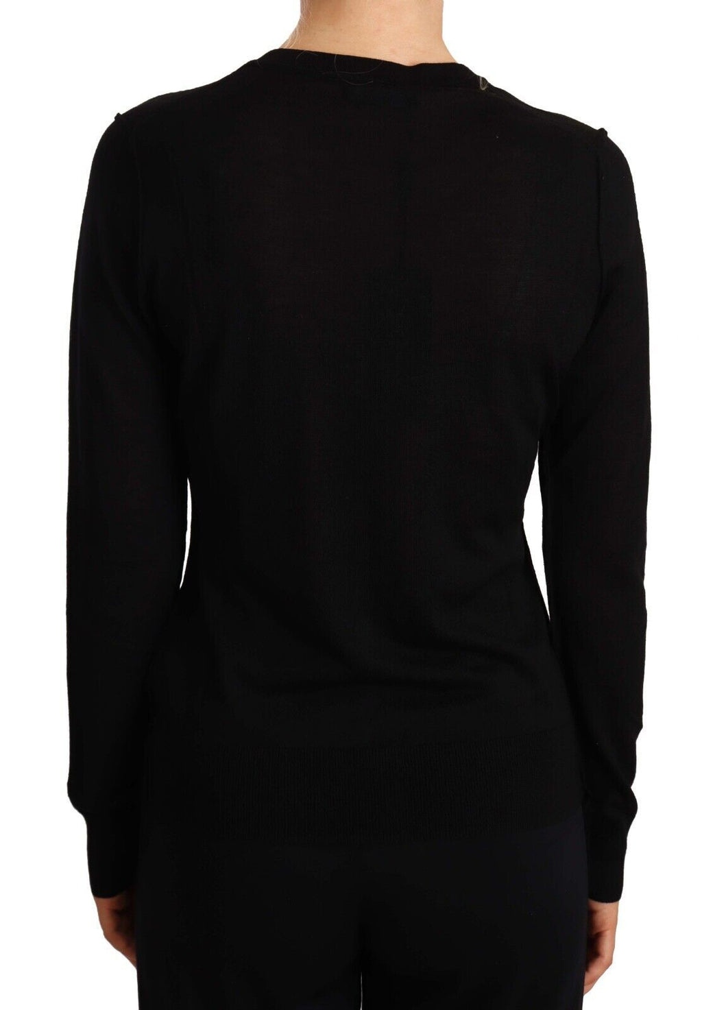 Dolce & Gabbana Schwarzer Pullover mit Rundhalsausschnitt STAFF Pullover Wolle