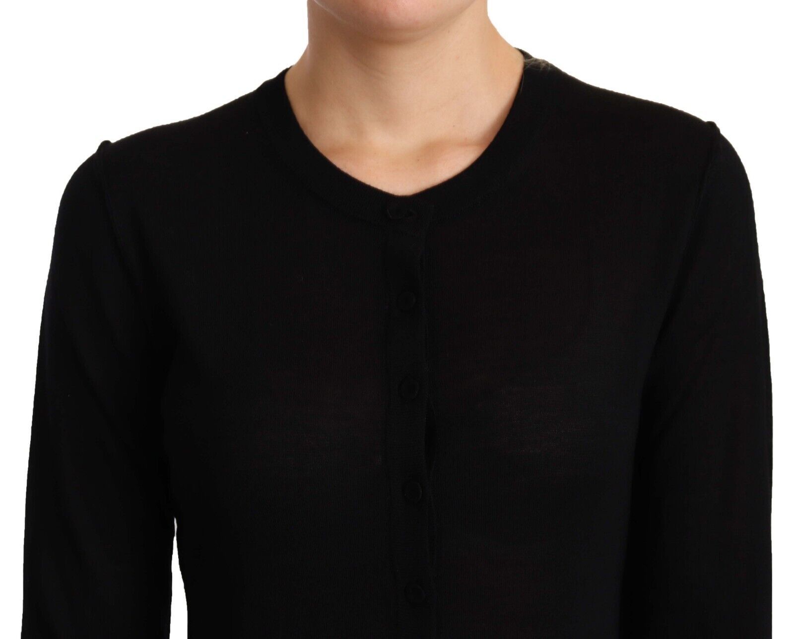 Dolce & Gabbana Schwarzer Pullover mit Rundhalsausschnitt STAFF Pullover Wolle