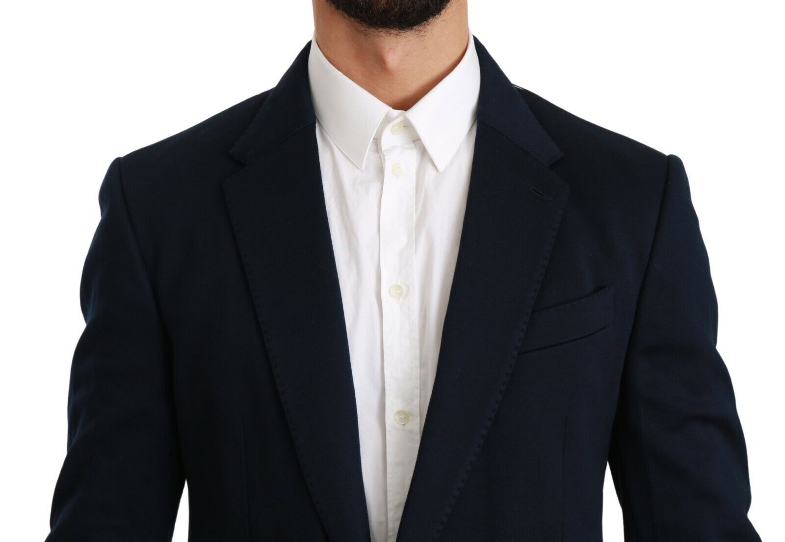 Dolce & Gabbana Blaue solide Baumwoll-Seiden-Stretchjacke Blazer