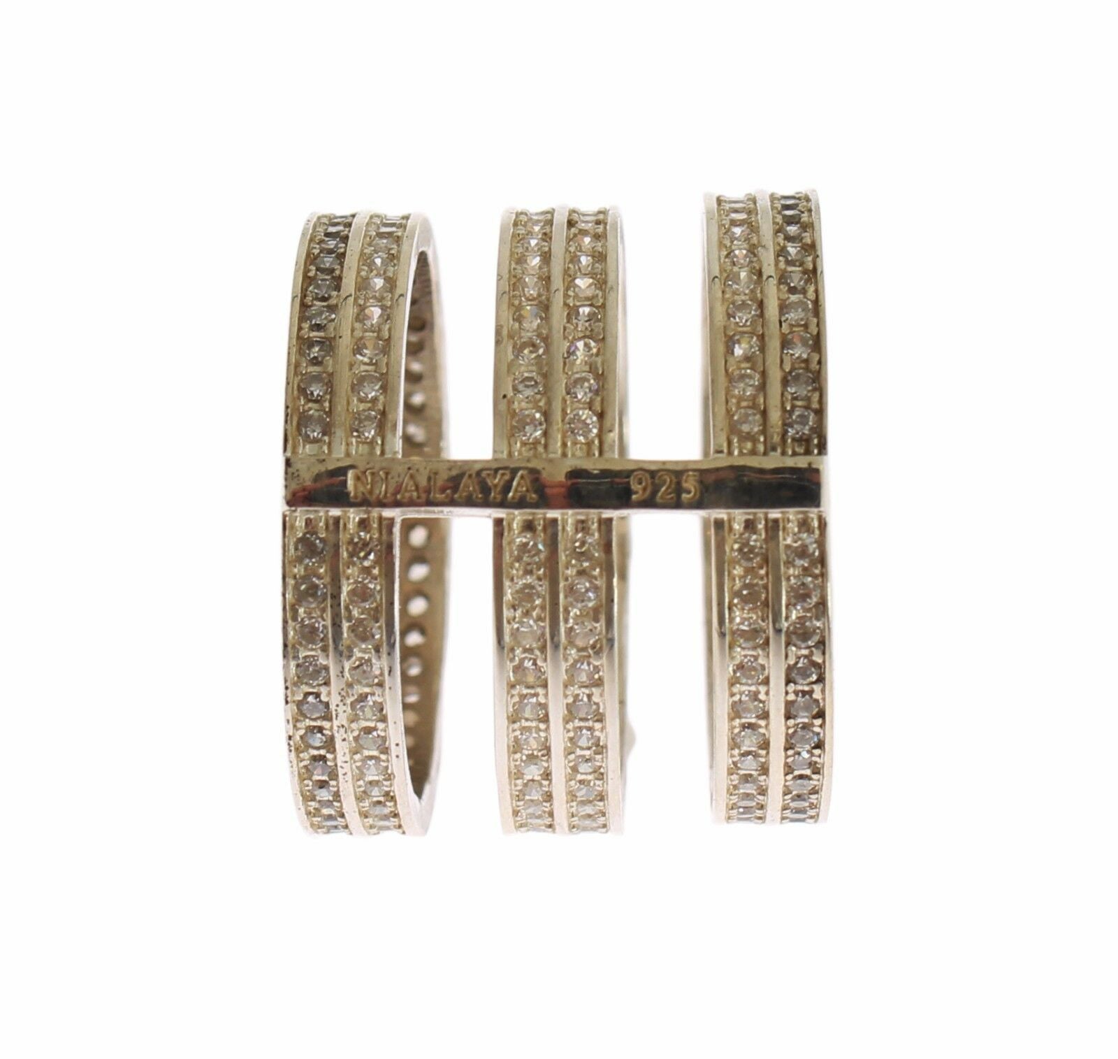 Nialaya Authentic Womens Clear CZ 925 Sterling Silber Ring