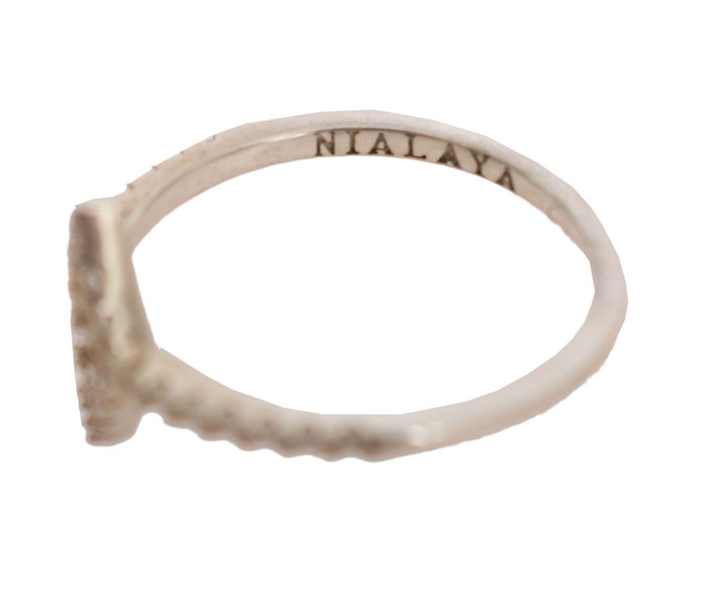 Nialaya Silber Rhombus Frauen klar CZ 925 Silber Ring