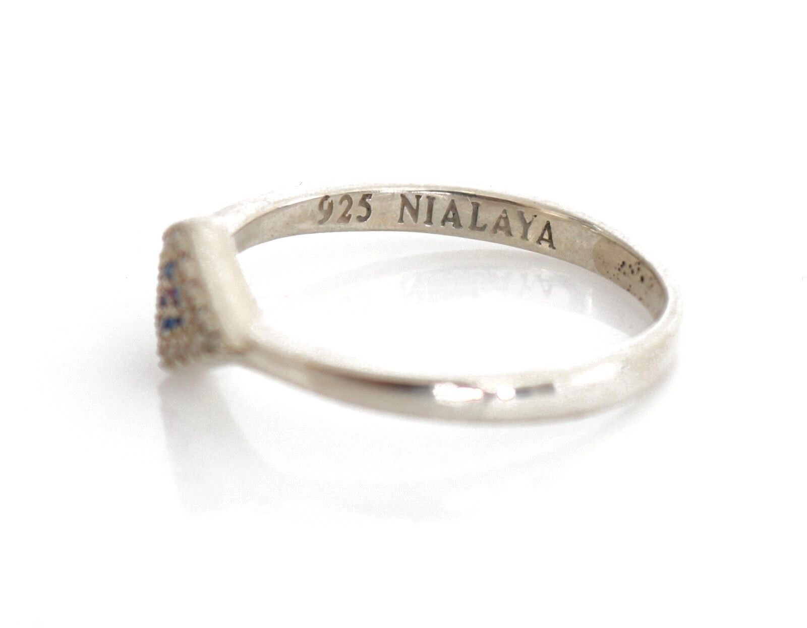 Nialaya Blau Rot CZ 925 Silber Damen Klar Ring