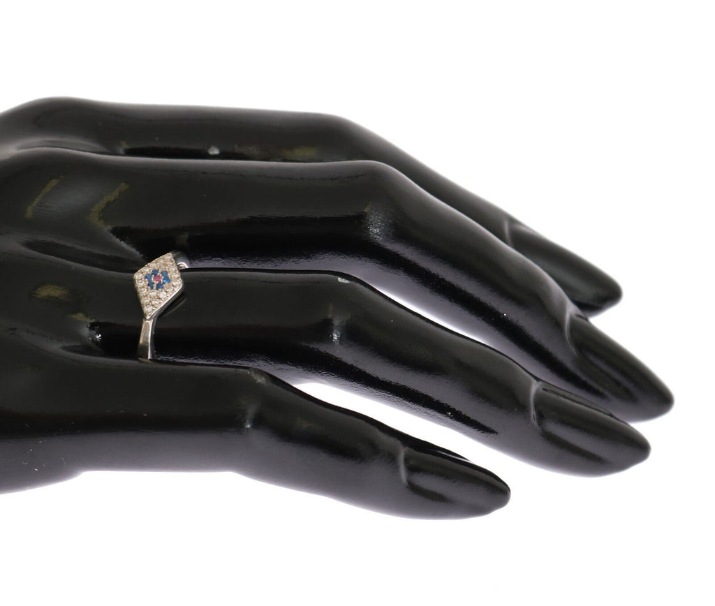 Nialaya Blau Rot CZ 925 Silber Damen Klar Ring