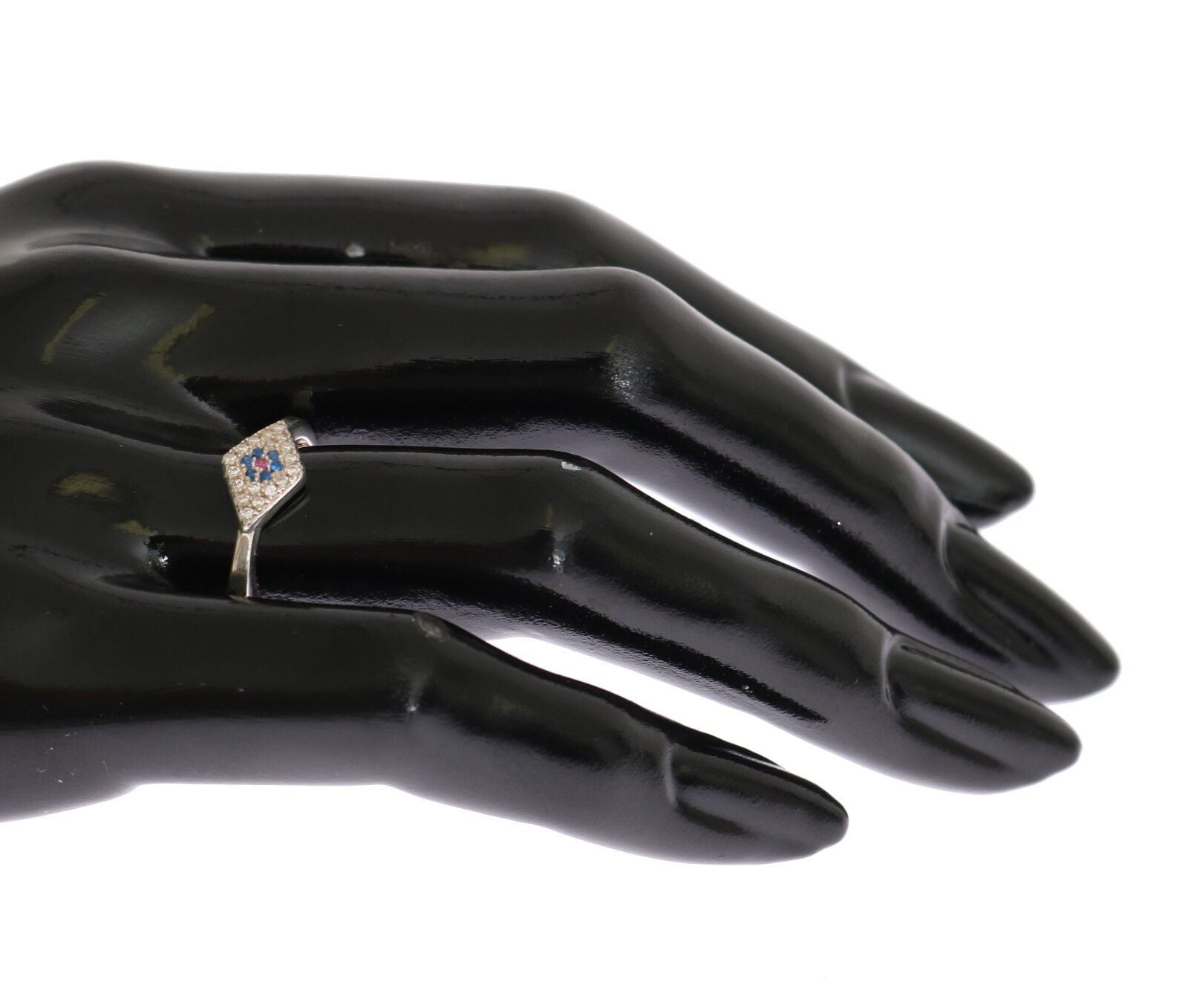 Nialaya Blau Rot CZ 925 Silber Damen Klar Ring