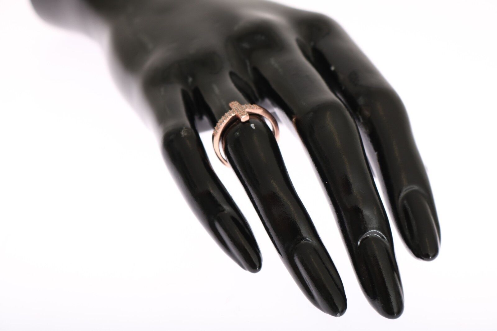 Nialaya Rosa Gold 925 Silber Damen Kreuz CZ Ring