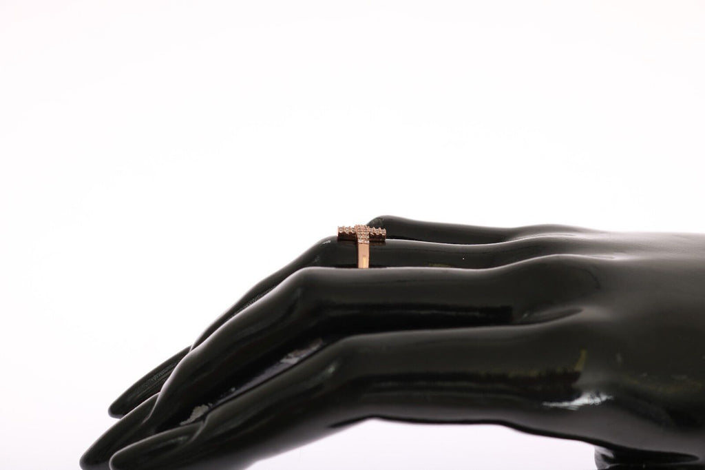 Nialaya Rosa Gold 925 Silber Damen Kreuz CZ Ring