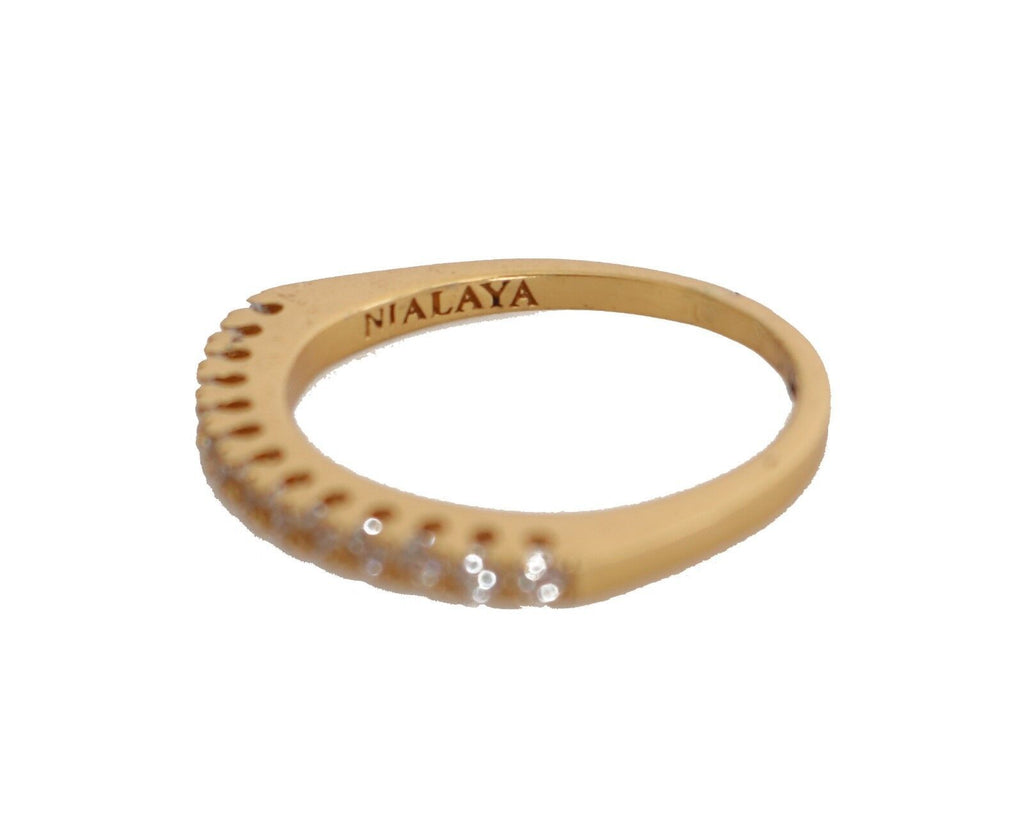 Nialaya Gold Authentic Womens Clear CZ Gold 925 Silber Ring