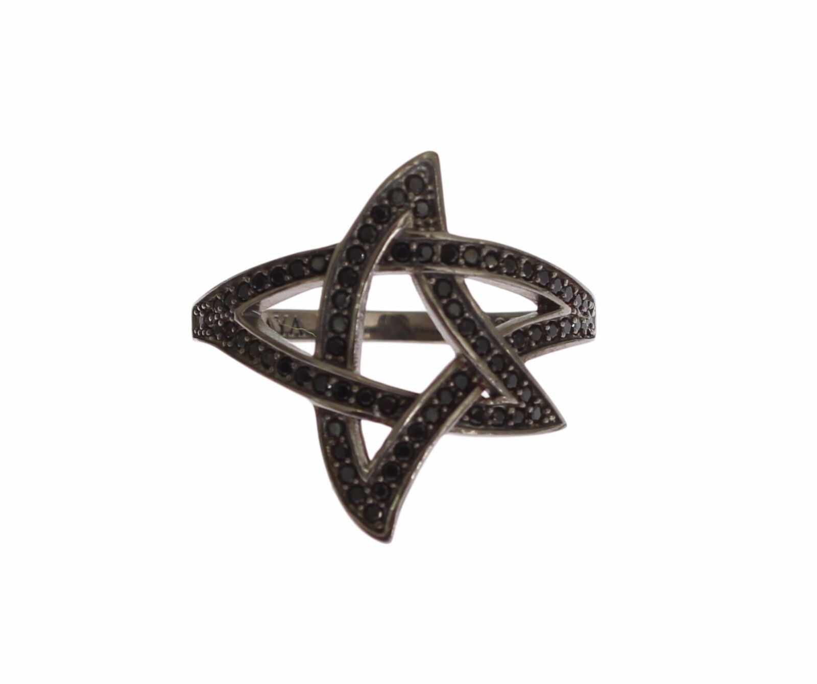 Nialaya Schwarz CZ Rhodium 925 Silber Damen Ring