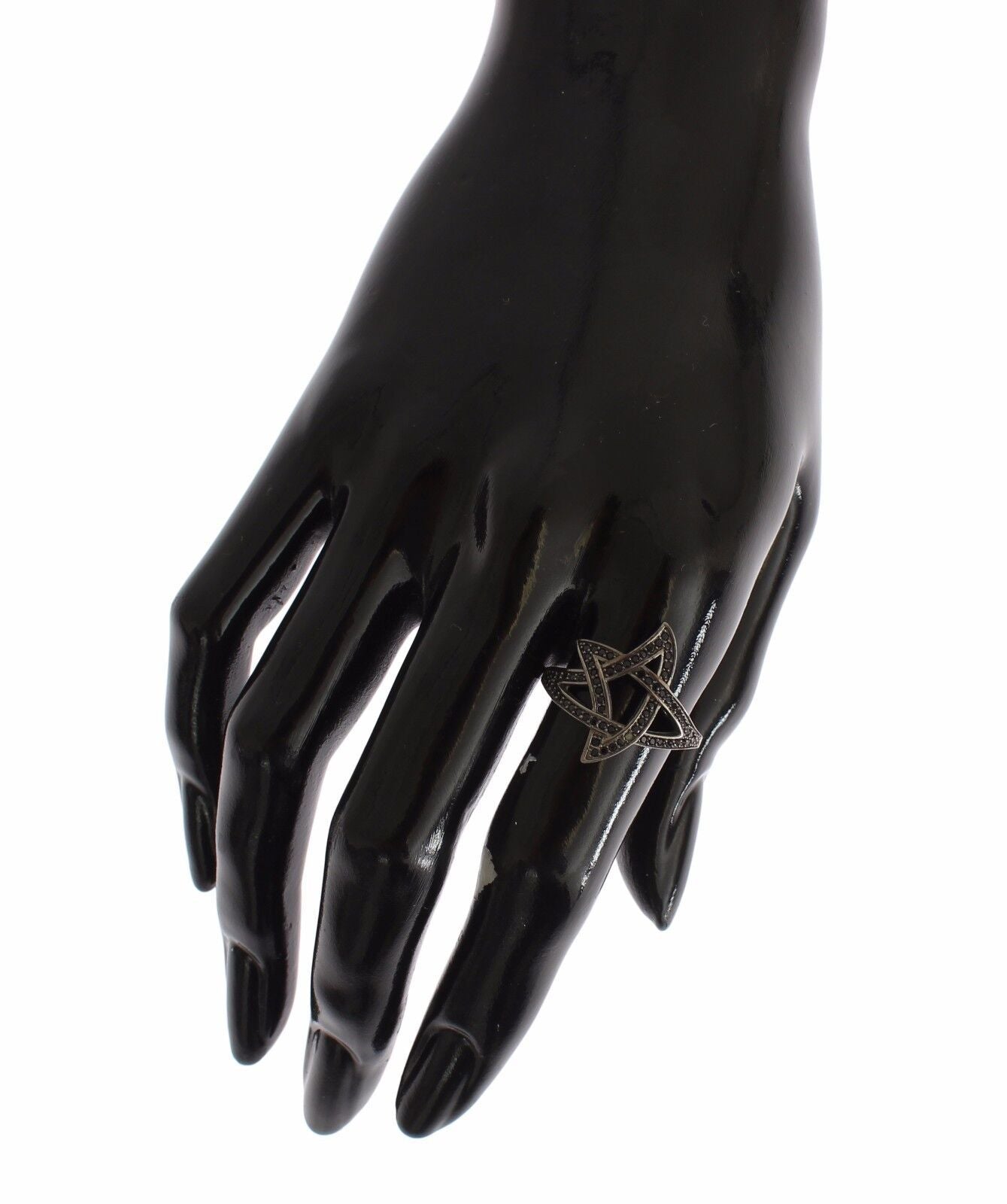 Nialaya Schwarz CZ Rhodium 925 Silber Damen Ring