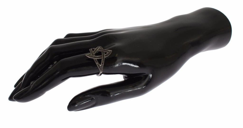 Nialaya Schwarz CZ Rhodium 925 Silber Damen Ring