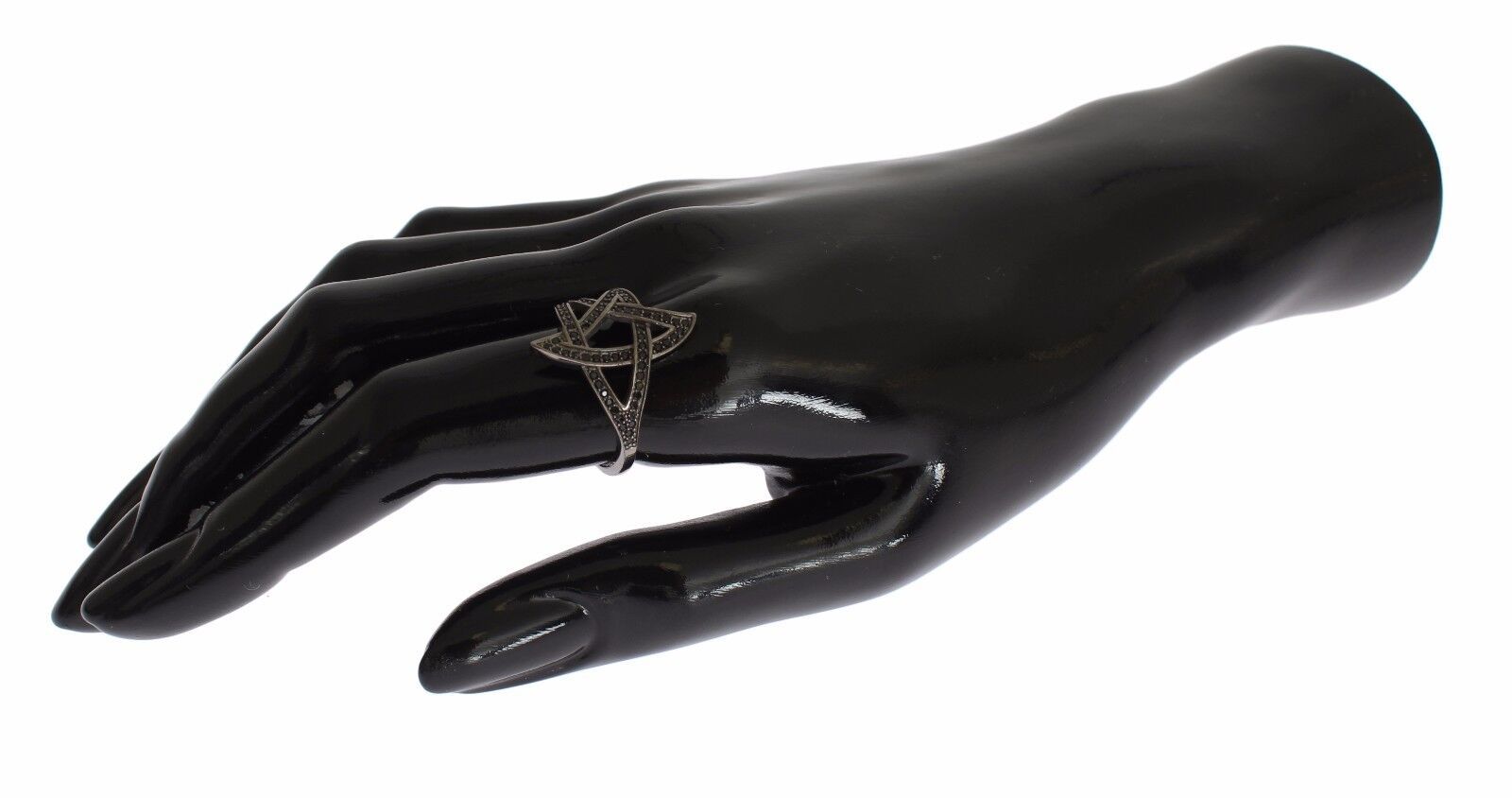 Nialaya Schwarz CZ Rhodium 925 Silber Damen Ring