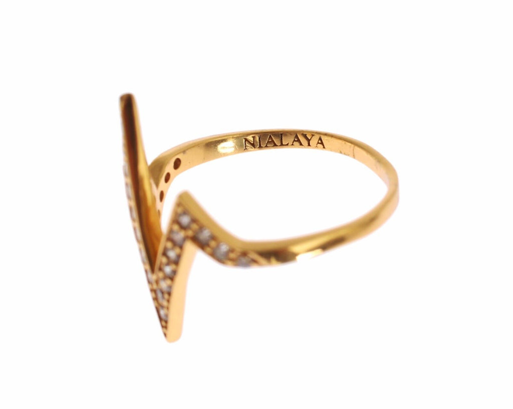 Nialaya Gold 925 Silber Frauen klar CZ 18K Ring