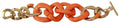 Ermanno Scervino Gold-Orange-Kette breites Messing-Kunststoffarmband