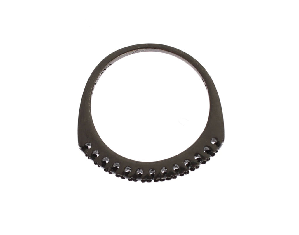 Nialaya Schwarz CZ Rhodium 925 Silber Damen Ring