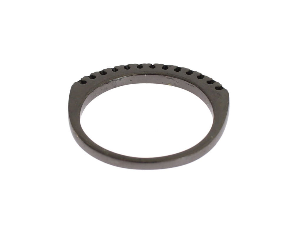 Nialaya Schwarz CZ Rhodium 925 Silber Damen Ring