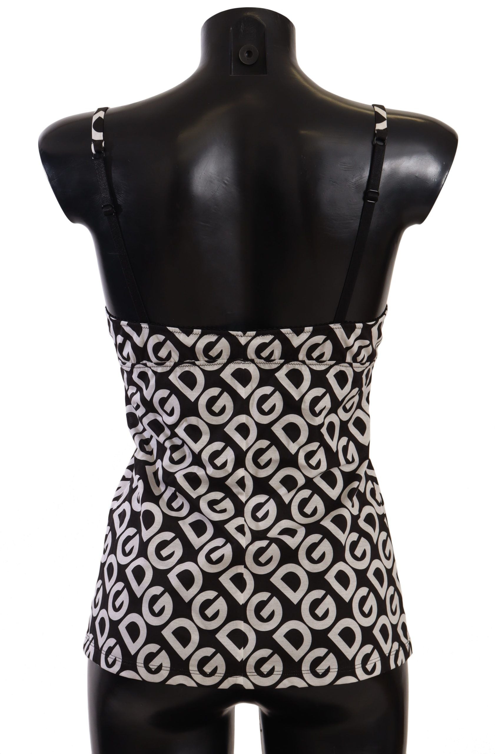 Dolce & Gabbana Schwarzes weißes Logo Print Camisole Top Unterwäsche