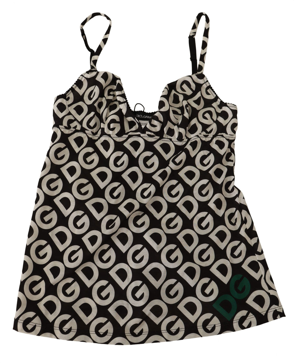 Dolce & Gabbana Schwarzes weißes Logo Print Camisole Top Unterwäsche