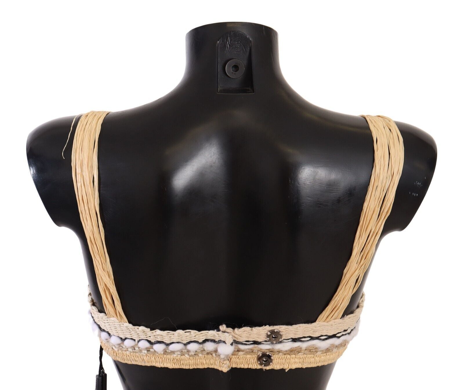 Dolce & Gabbana Beige Stroh Raffia Woven Crochet Cover Up Top