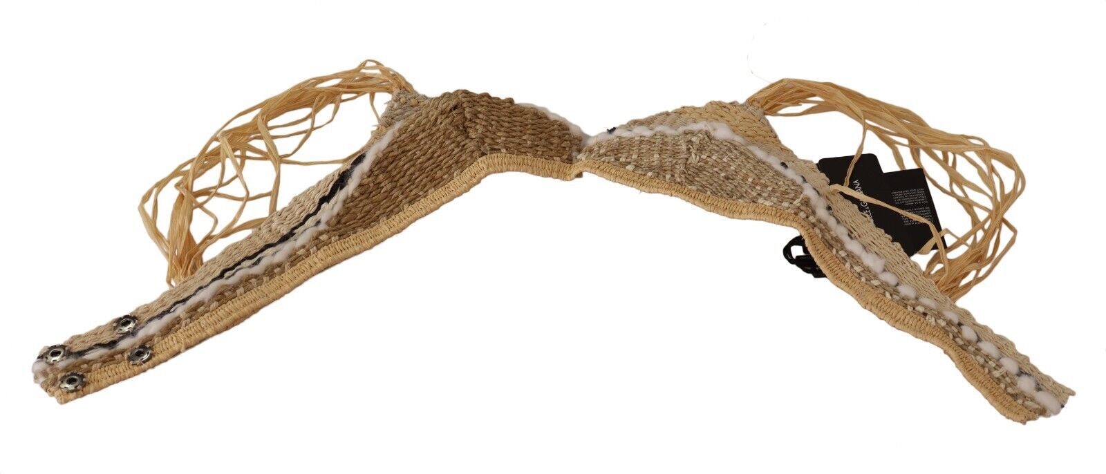 Dolce & Gabbana Beige Stroh Raffia Woven Crochet Cover Up Top